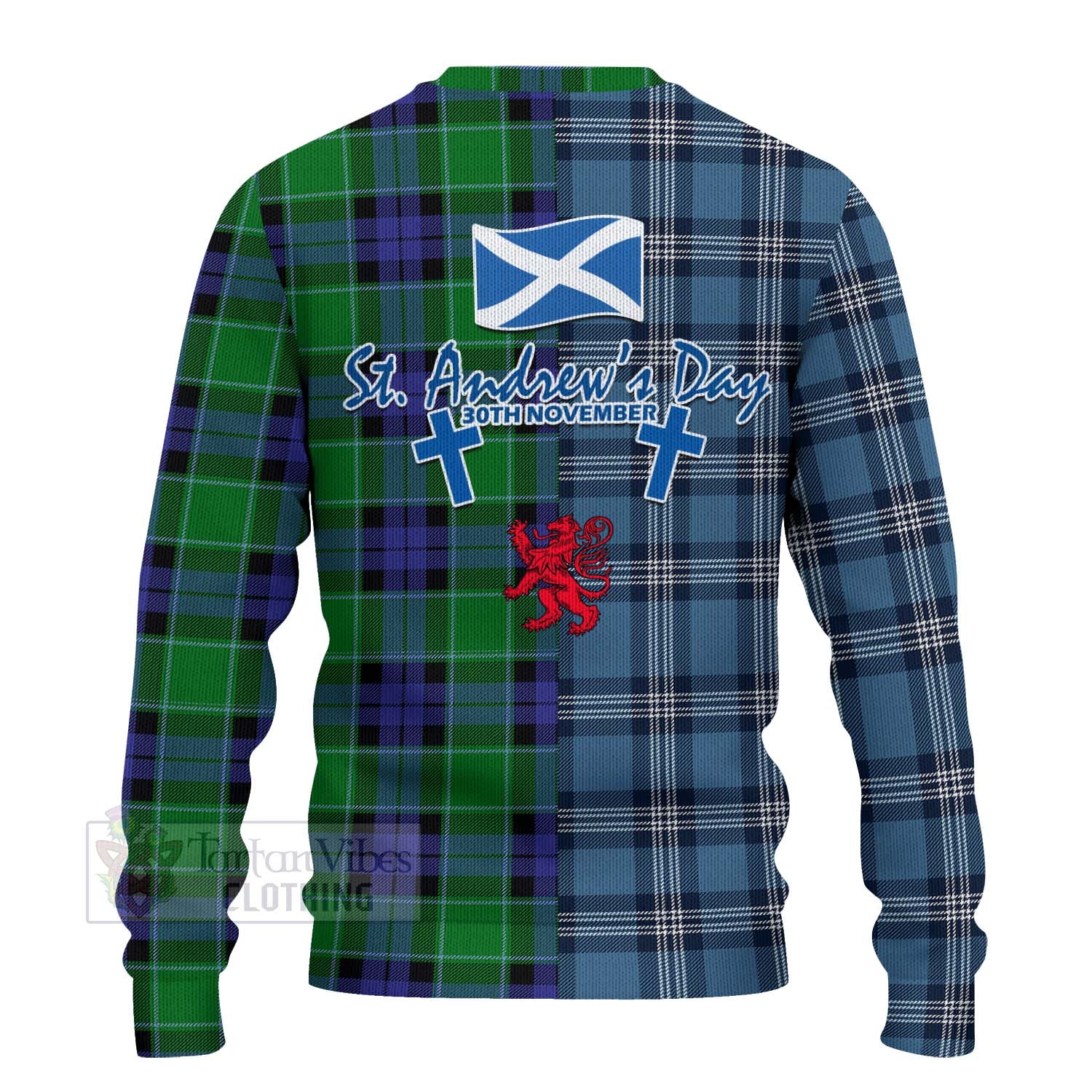 Tartan Vibes Clothing Monteith Tartan Knitted Sweater Happy St. Andrew's Day Half Tartan Style