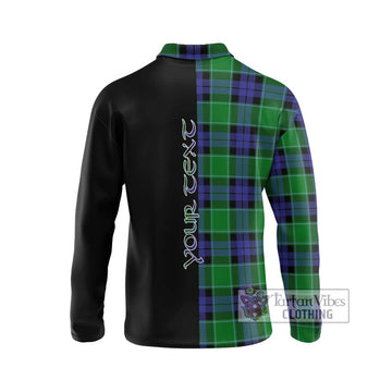 Monteith Tartan Long Sleeve Polo Shirt with Family Crest and Half Of Me Style - Tartan Vibes Clothing