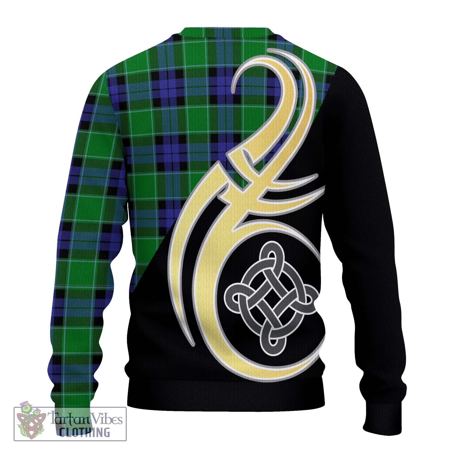 Monteith Tartan Knitted Sweater with Family Crest and Celtic Symbol Style - Tartan Vibes Clothing