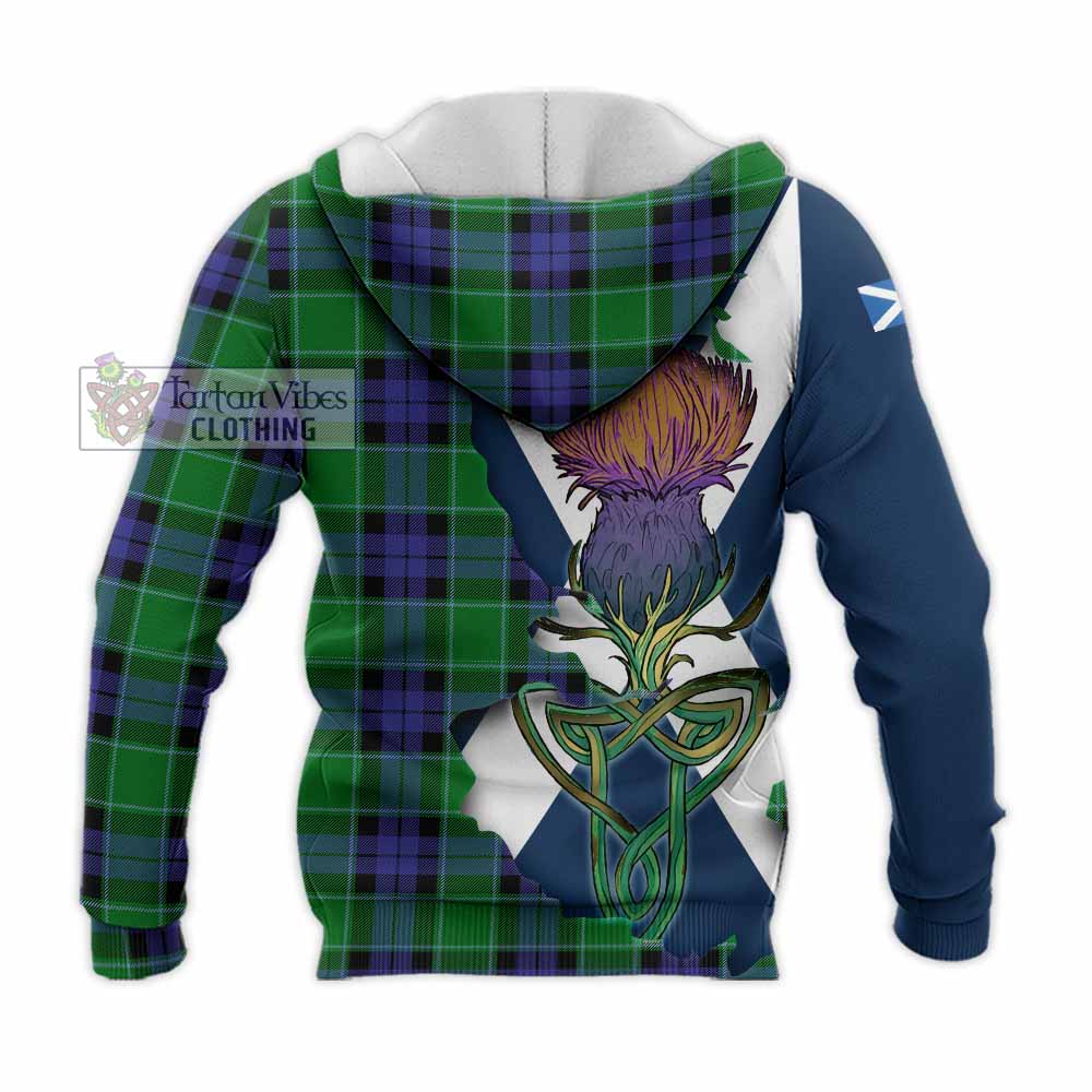 Monteith Tartan Family Crest Knitted Hoodie Scottish Thistle Celtic Inspired - Tartan Vibes Clothing