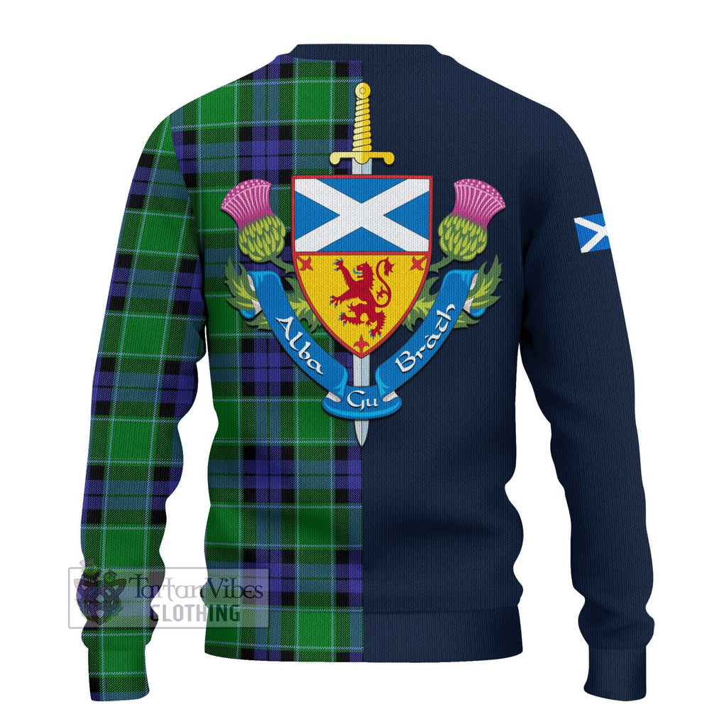 Tartan Vibes Clothing Monteith Tartan Knitted Sweater with Scottish Lion Royal Arm Half Style