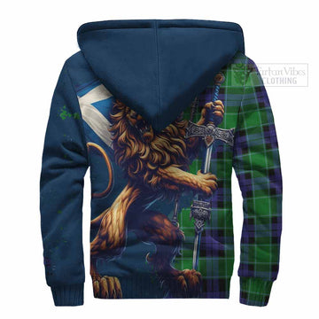 Monteith Tartan Family Crest Sherpa Hoodie with Scottish Majestic Lion - Tartan Vibes Clothing