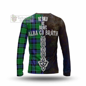Monteith Tartan Family Crest Long Sleeve T-Shirt Alba Gu Brath Be Brave Lion Ancient Style - Tartan Vibes Clothing