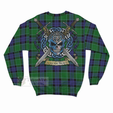 Monteith Tartan Sweatshirt with Family Crest Celtic Skull Style - Tartan Vibes Clothing