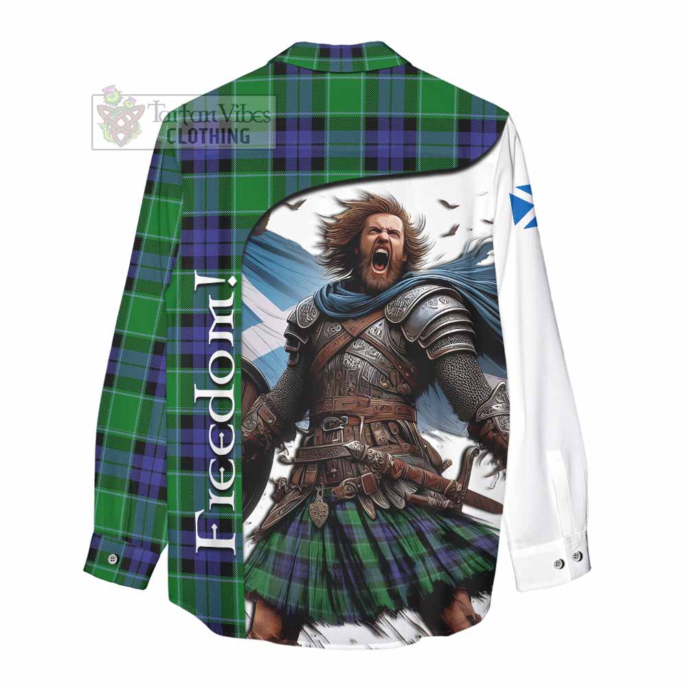 Tartan Vibes Clothing Monteith Crest Tartan Women's Casual Shirt Inspired by the Freedom of Scottish Warrior