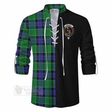 Monteith Tartan Ghillie Kilt Shirt with Family Crest and Half Of Me Style - Tartan Vibes Clothing