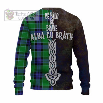Monteith Tartan Family Crest Knitted Sweater Alba Gu Brath Be Brave Lion Ancient Style - Tartan Vibes Clothing