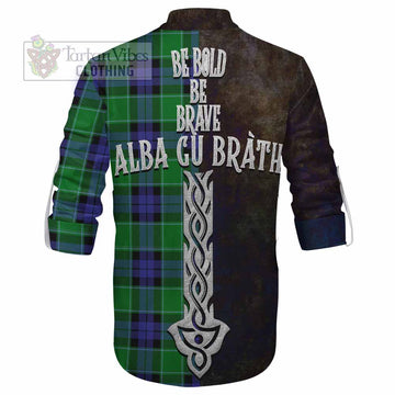 Monteith Tartan Family Crest Ghillie Kilt Shirt Alba Gu Brath Be Brave Lion Ancient Style - Tartan Vibes Clothing