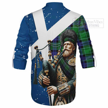 Monteith Tartan Ghillie Kilt Shirt with Family Crest Scottish Bagpiper Vibes - Tartan Vibes Clothing