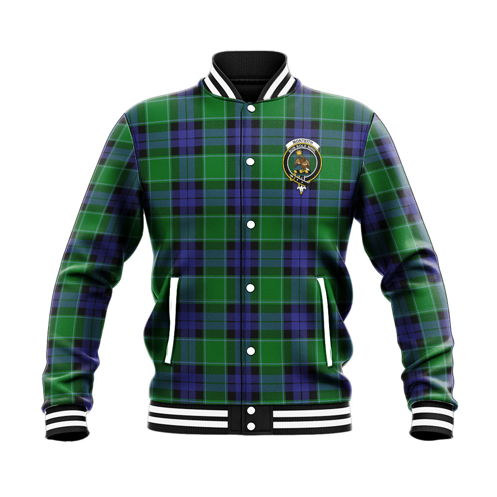 Monteith Tartan Baseball Jacket with Family Crest - Tartan Vibes Clothing