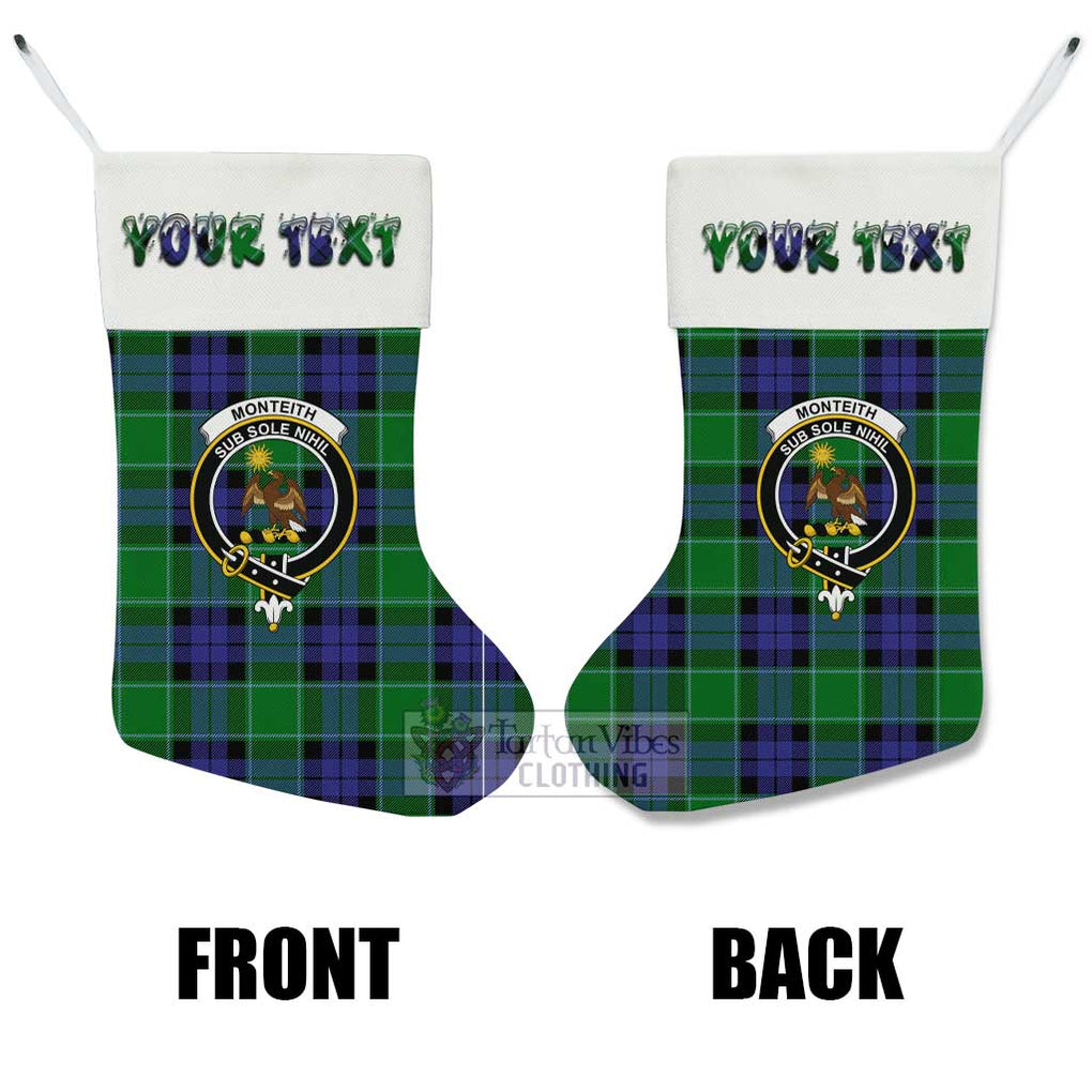 Monteith Tartan Family Crest Christmas Stocking with Personalized Text - Tartan Vibes Clothing