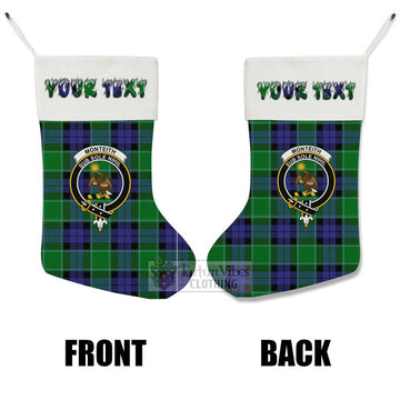 Monteith Tartan Family Crest Christmas Stocking with Personalized Text - Tartan Vibes Clothing