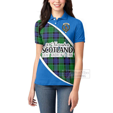 Monteith Family Crest Tartan Women's Polo Shirt Celebrate Saint Andrew's Day in Style - Tartan Vibes Clothing