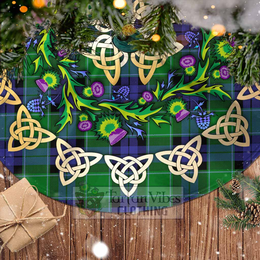 Monteith Tartan Christmas Tree Skirt with Thistle Celtic Knot Style - Tartan Vibes Clothing