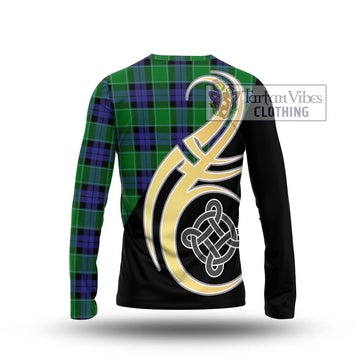 Monteith Tartan Long Sleeve T-Shirt with Family Crest and Celtic Symbol Style - Tartan Vibes Clothing