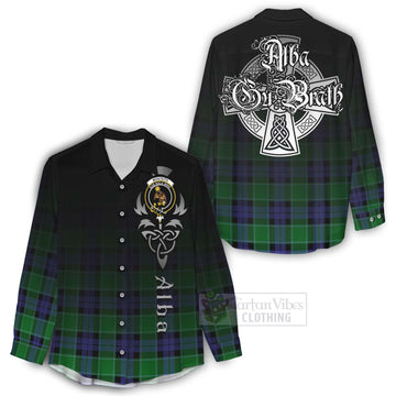 Monteith Tartan Women's Casual Shirt Featuring Alba Gu Brath Family Crest Celtic Inspired