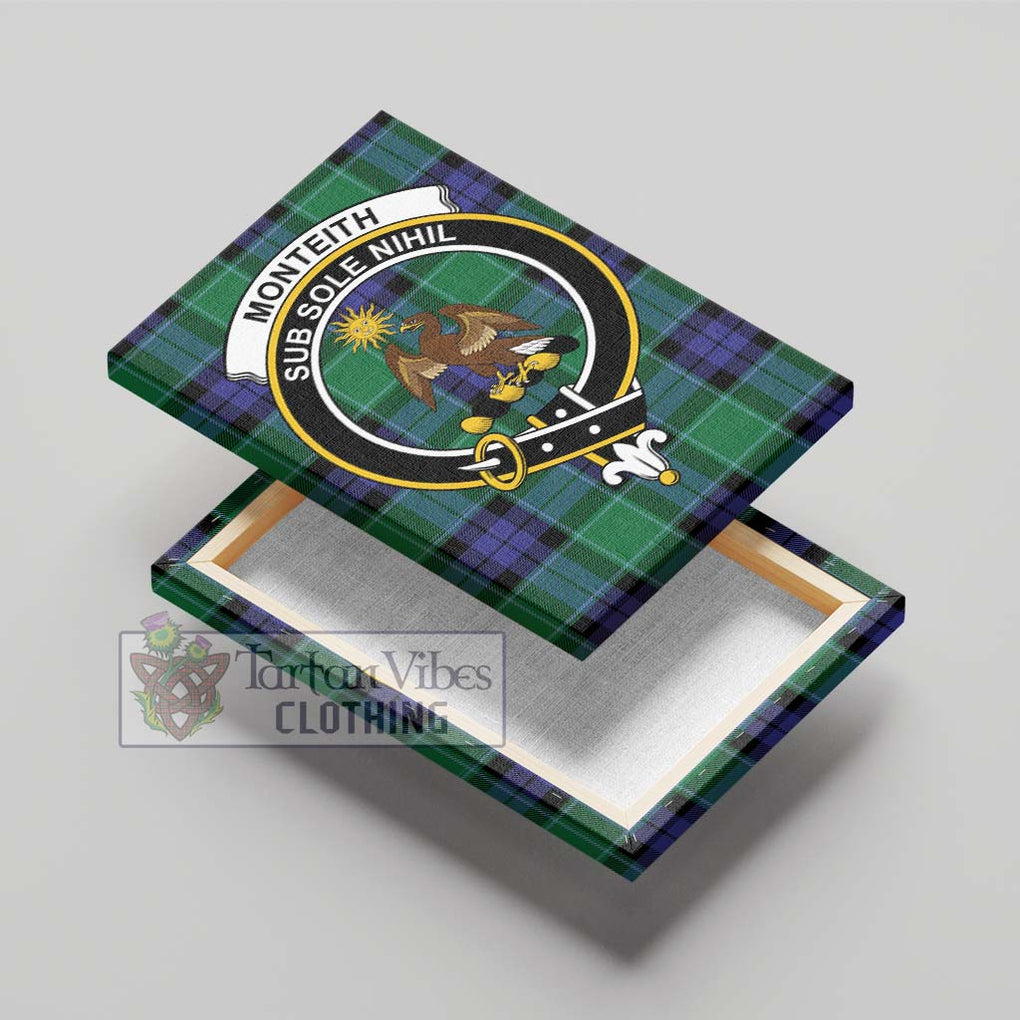 Monteith Tartan Canvas Print Wall Art with Family Crest - Tartan Vibes Clothing