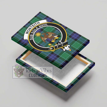 Monteith Tartan Canvas Print Wall Art with Family Crest