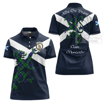 Monteith Tartan Lion Rampant Women's Polo Shirt Proudly Display Your Heritage with Alba Gu Brath and Clan Name - Tartan Vibes Clothing