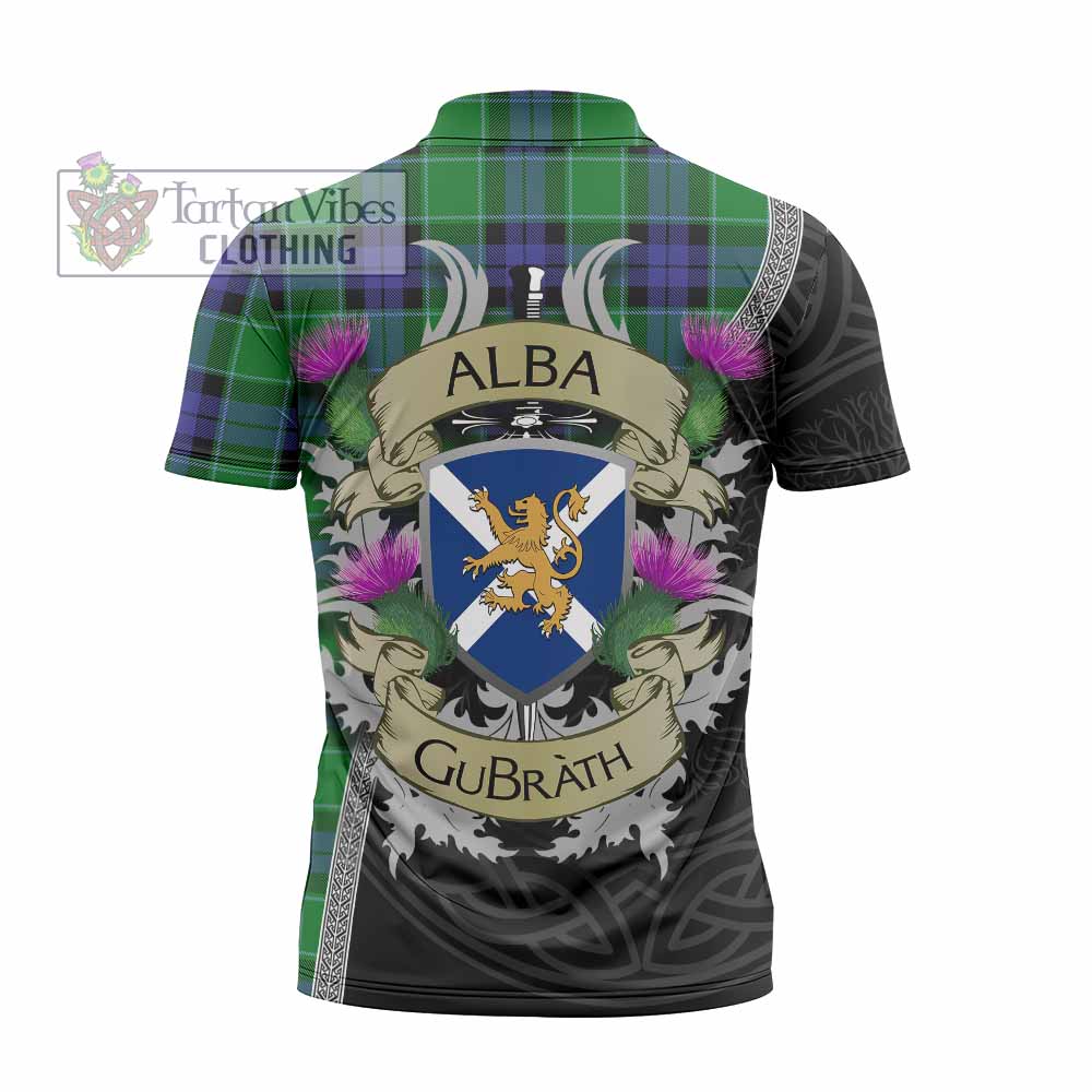Monteith Tartan Family Crest Zipper Polo Shirt Lion Rampant Royal Thistle Shield Celtic Inspired - Tartan Vibes Clothing