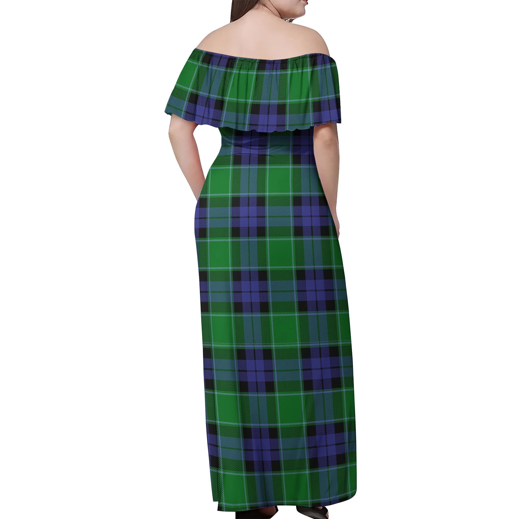 Monteith Tartan Off Shoulder Long Dress - Tartanvibesclothing