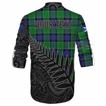Monteith Crest Tartan Ghillie Kilt Shirt with New Zealand Silver Fern Half Style - Tartan Vibes Clothing