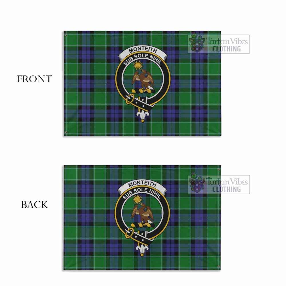 Tartan Vibes Clothing Monteith Tartan House Flag with Family Crest