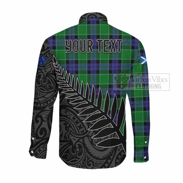 Monteith Crest Tartan Long Sleeve Button Shirt with New Zealand Silver Fern Half Style