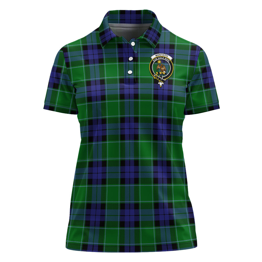 Monteith Tartan Polo Shirt with Family Crest For Women - Tartan Vibes Clothing