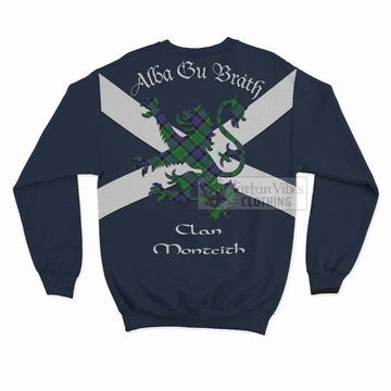 Monteith Tartan Lion Rampant Sweatshirt  Proudly Display Your Heritage with Alba Gu Brath and Clan Name