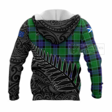 Monteith Crest Tartan Knitted Hoodie with New Zealand Silver Fern Half Style