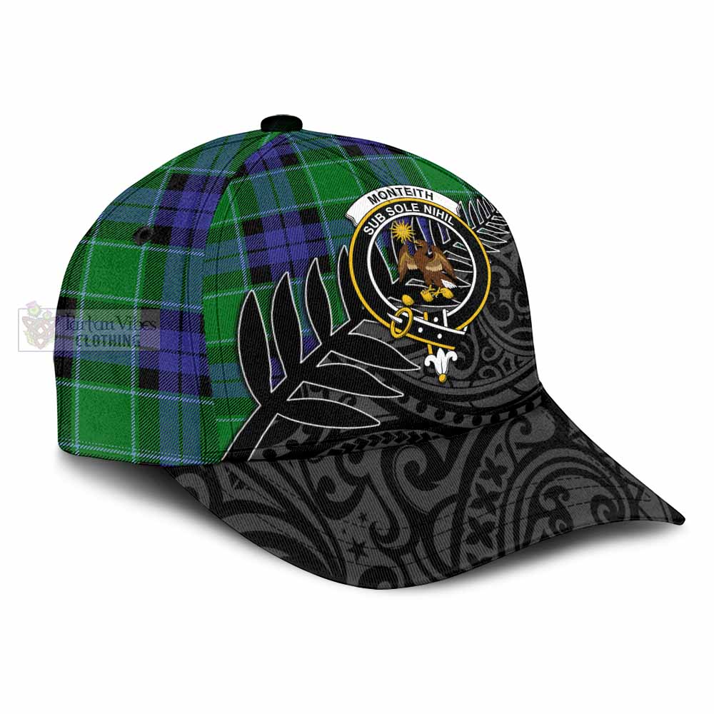 Tartan Vibes Clothing Monteith Tartan Classic Cap with New Zealand Silver Fern Half Style