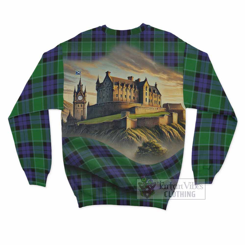 Monteith Tartan Family Crest Sweatshirt with Scottish Ancient Castle Style - Tartan Vibes Clothing