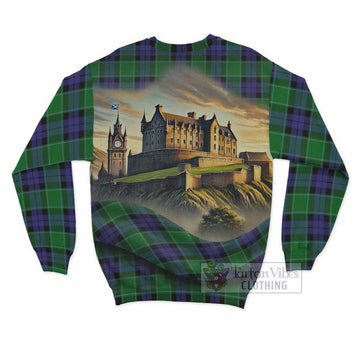 Monteith Tartan Family Crest Sweatshirt with Scottish Ancient Castle Style - Tartan Vibes Clothing