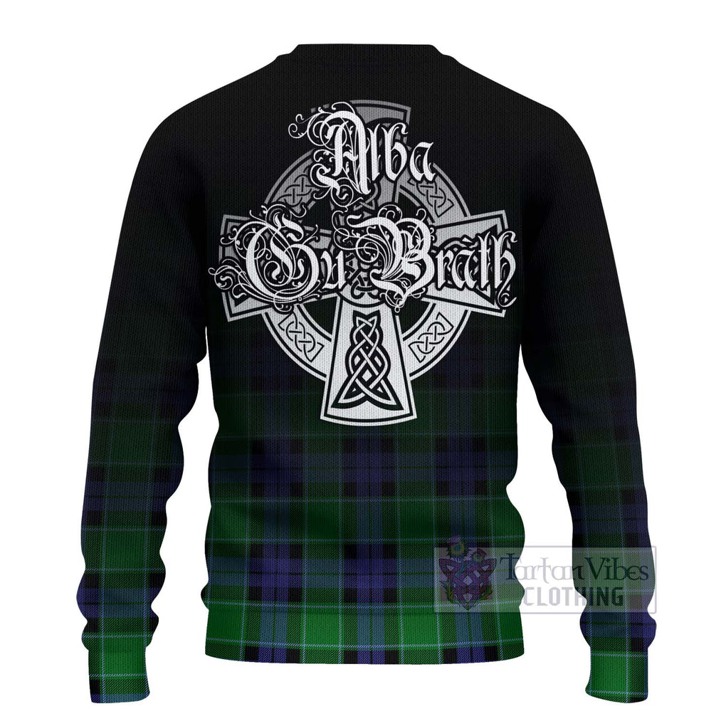 Tartan Vibes Clothing Monteith Tartan Knitted Sweater Featuring Alba Gu Brath Family Crest Celtic Inspired