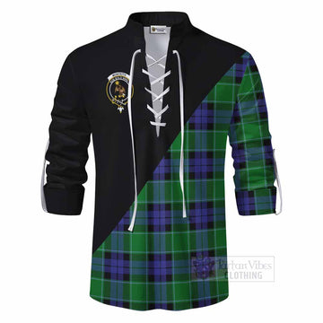 Monteith Tartan Ghillie Kilt Shirt with Family Crest and Military Logo Style - Tartan Vibes Clothing