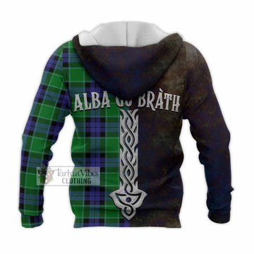 Monteith Tartan Family Crest Knitted Hoodie Alba Gu Brath Be Brave Lion Ancient Style - Tartan Vibes Clothing