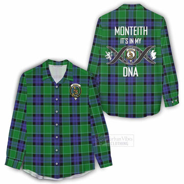 Monteith Tartan Women's Casual Shirt with Family Crest DNA In Me Style - Tartan Vibes Clothing