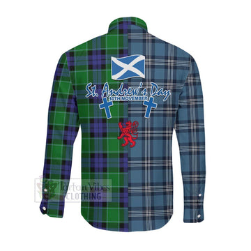 Monteith Tartan Long Sleeve Button Shirt Happy St. Andrew's Day Half Tartan Style