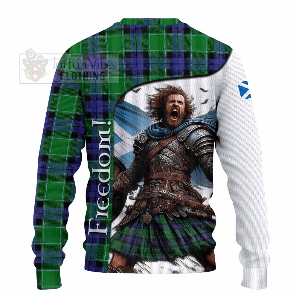 Tartan Vibes Clothing Monteith Crest Tartan Knitted Sweater Inspired by the Freedom of Scottish Warrior