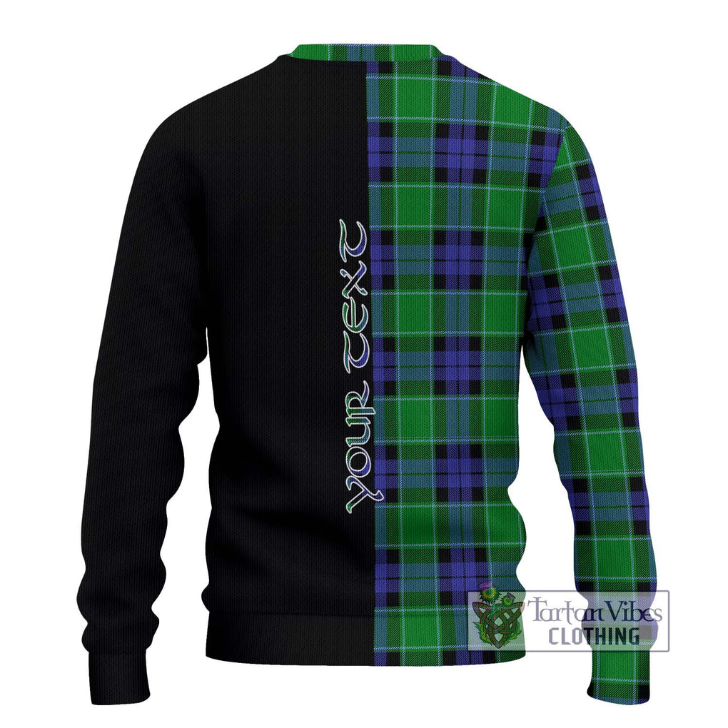 Monteith Tartan Knitted Sweater with Family Crest and Half Of Me Style - Tartanvibesclothing Shop