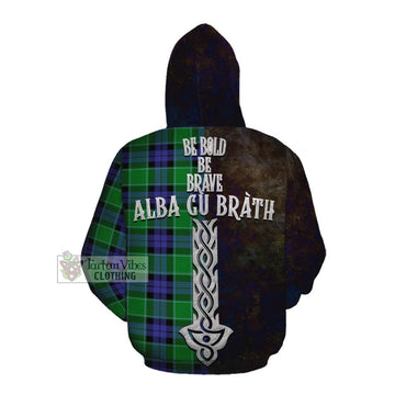 Monteith Tartan Family Crest Cotton Hoodie Alba Gu Brath Be Brave Lion Ancient Style Pullover Hoodie - Tartan Vibes Clothing