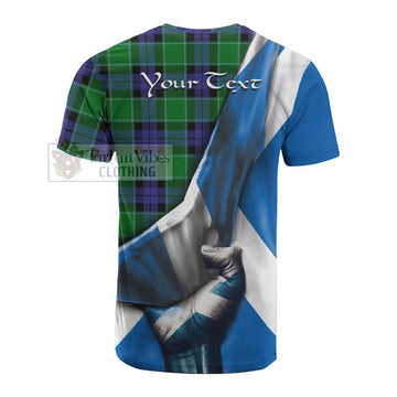 Monteith Tartan Cotton T-shirt with Family Crest Scotland Patriotic Style - Tartan Vibes Clothing