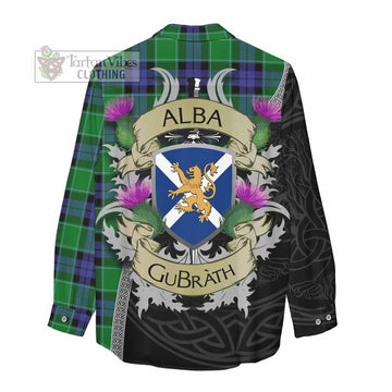 Monteith Tartan Family Crest Women's Casual Shirt Lion Rampant Royal Thistle Shield Celtic Inspired - Tartan Vibes Clothing