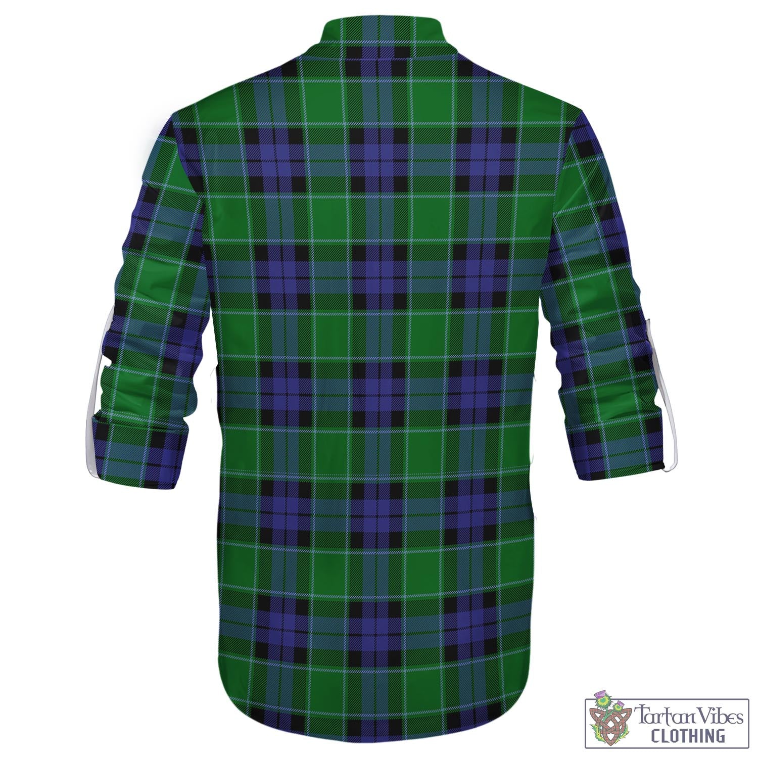 Tartan Vibes Clothing Monteith Tartan Men's Scottish Traditional Jacobite Ghillie Kilt Shirt with Family Crest