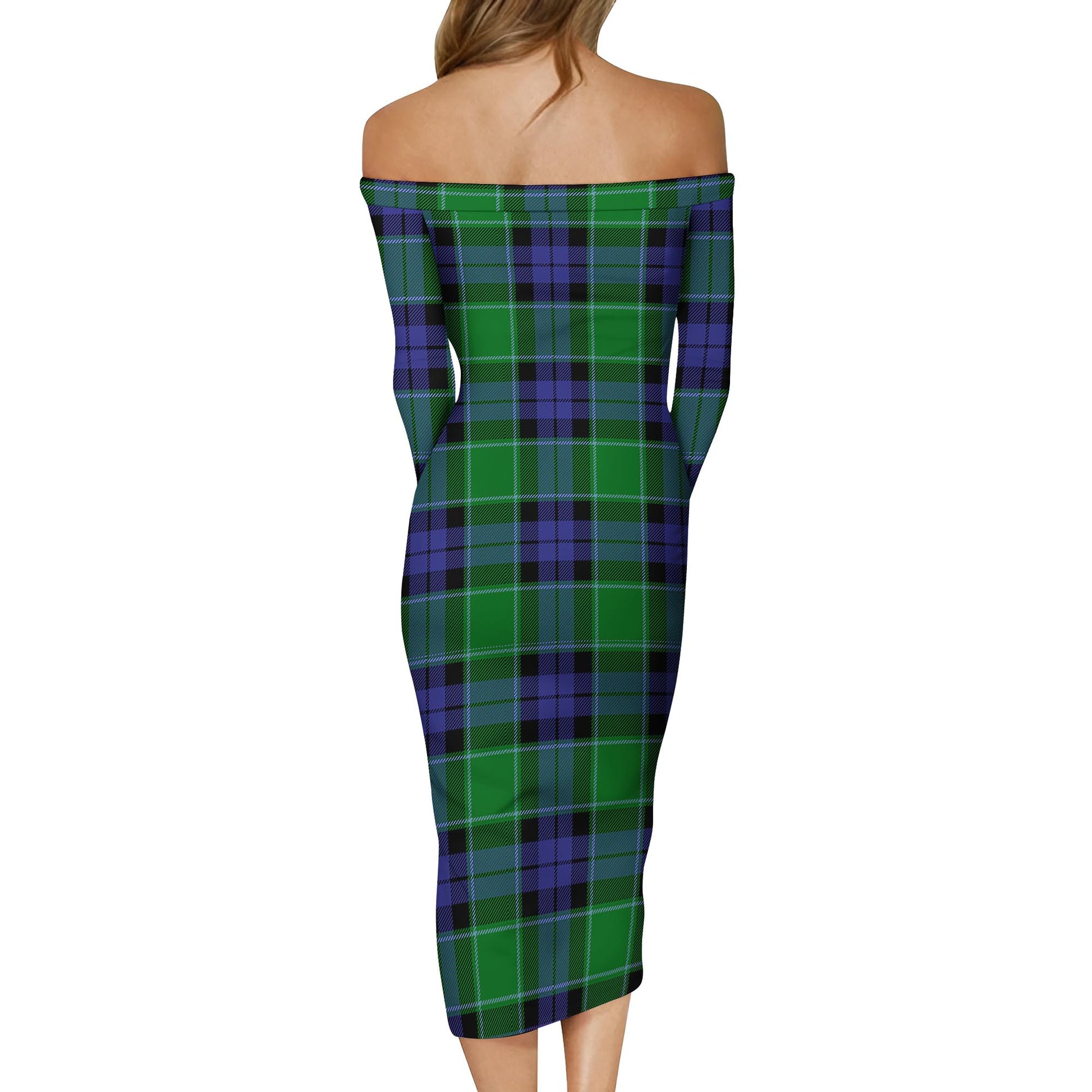 Monteith Tartan Off Shoulder Lady Dress - Tartanvibesclothing