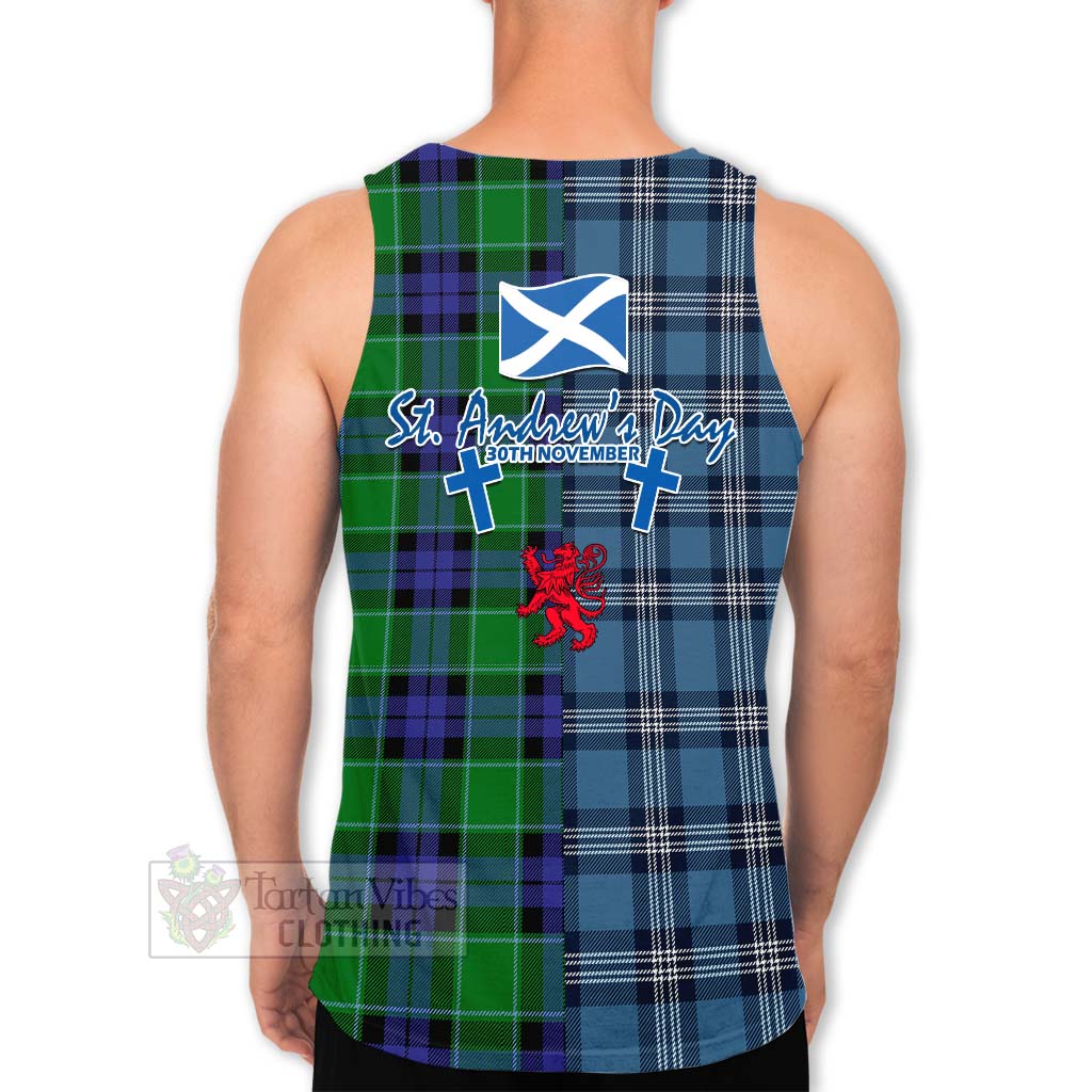 Tartan Vibes Clothing Monteith Tartan Men's Tank Top Happy St. Andrew's Day Half Tartan Style