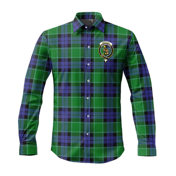 Monteith Tartan Long Sleeve Button Up Shirt with Family Crest