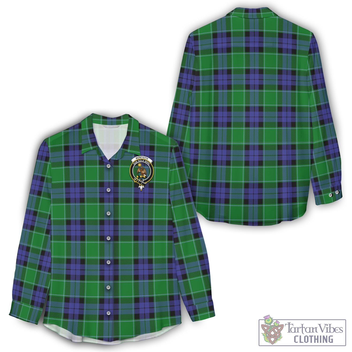 Tartan Vibes Clothing Monteith Tartan Womens Casual Shirt with Family Crest