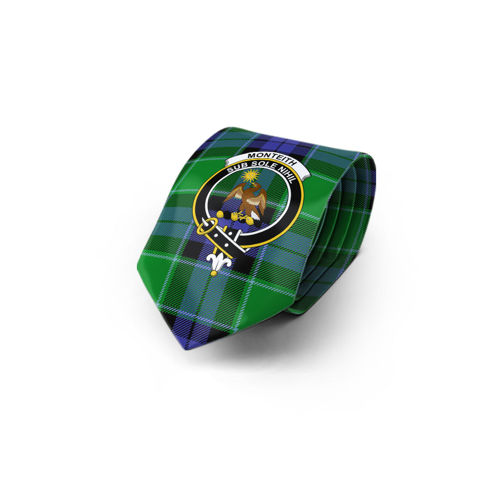 Monteith Tartan Classic Necktie with Family Crest - Tartan Vibes Clothing